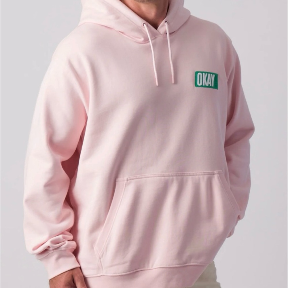 Okay Bears Pink Hoodie - Unisex - Oversized - Medium Kangaroo Pocket - EUC